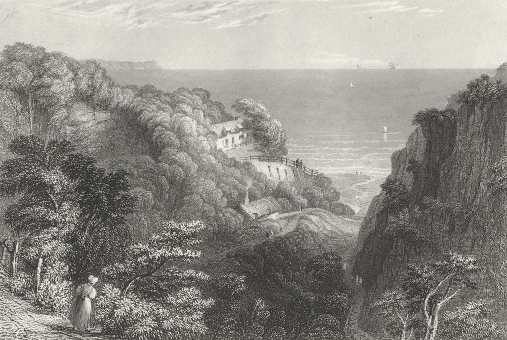 IOW. Shanklin Chine-Bartlett c1840 old antique vintage print picture